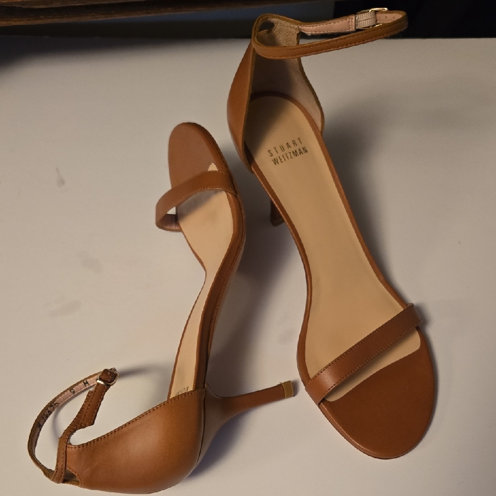 Stuart Weitzman Brown Ankle Strap Heels